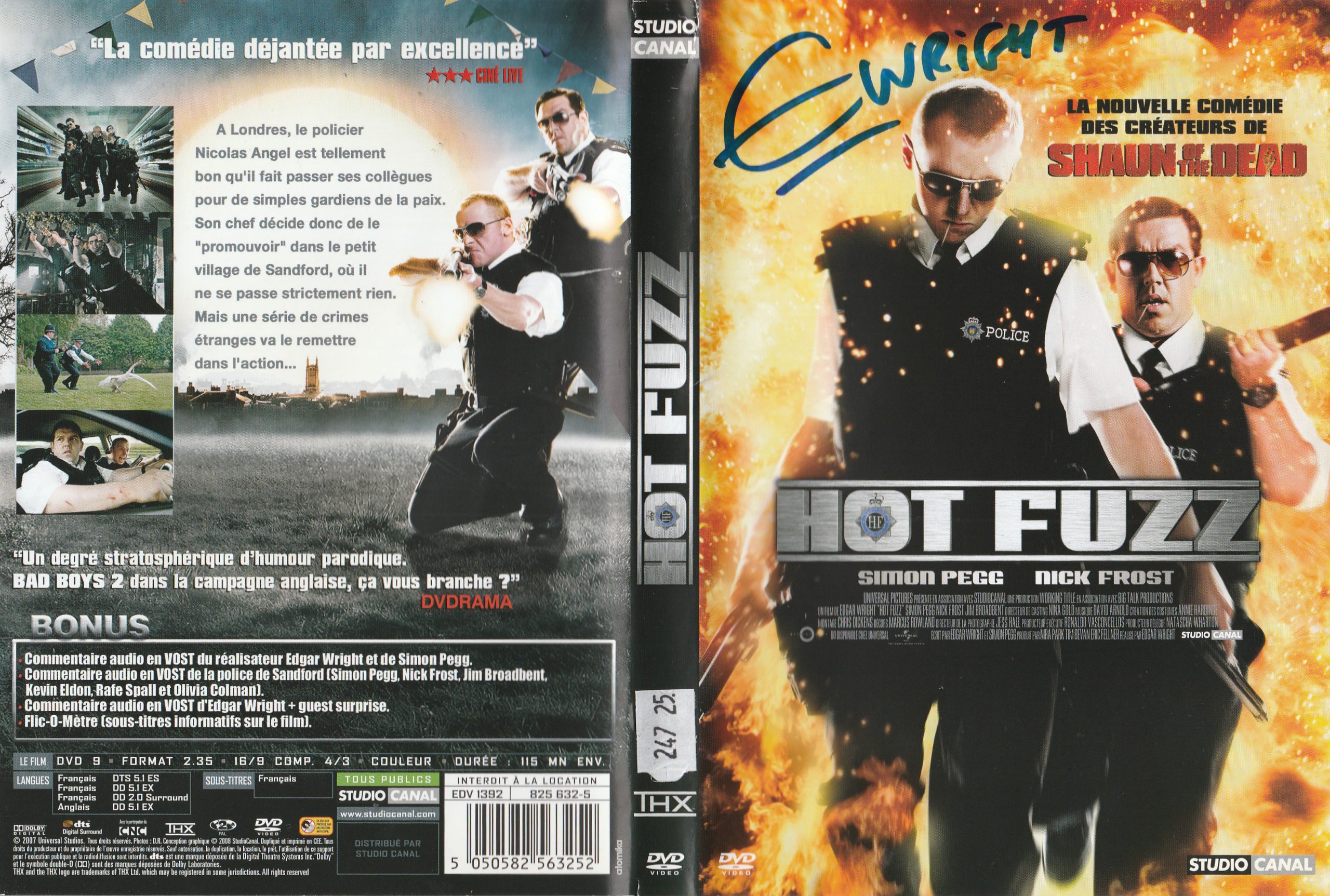 Hot Fuzz – Jaquette signée par Edgar Wright