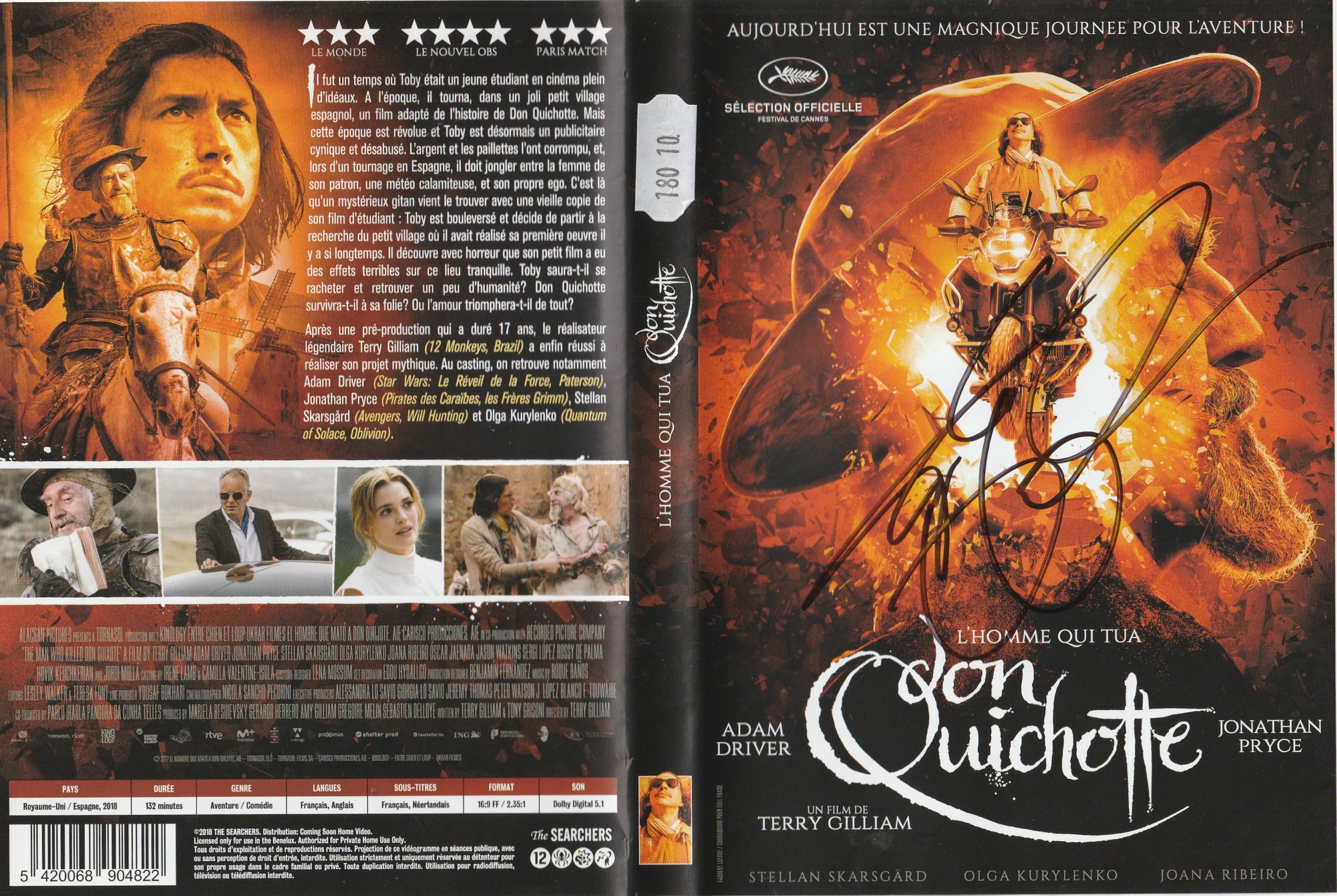 L’homme qui tua Don Quichotte – Jaquette signée par Terry Gilliam