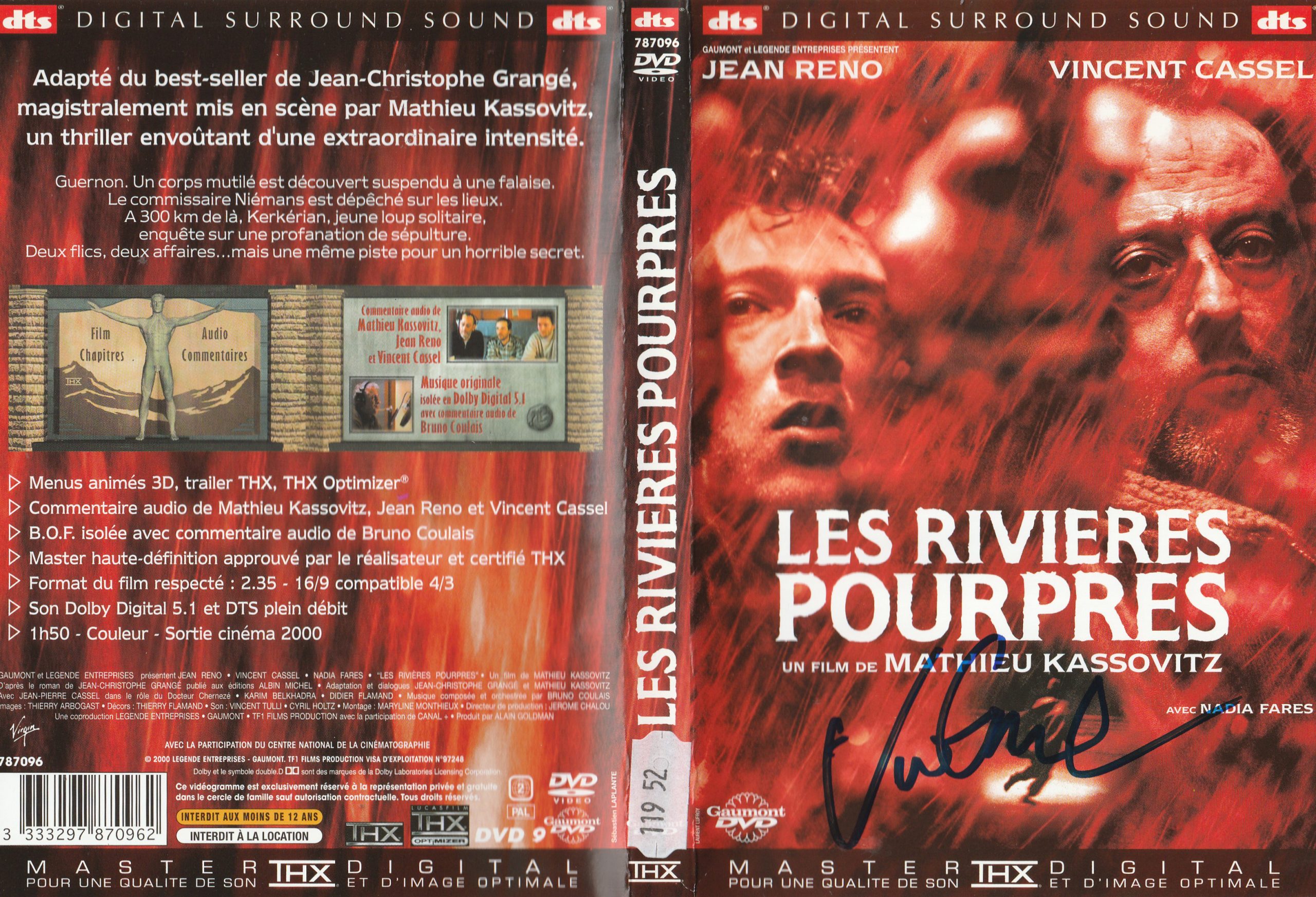 Les rivières pourpres – Jaquette signée par Mathieu Kassovitz