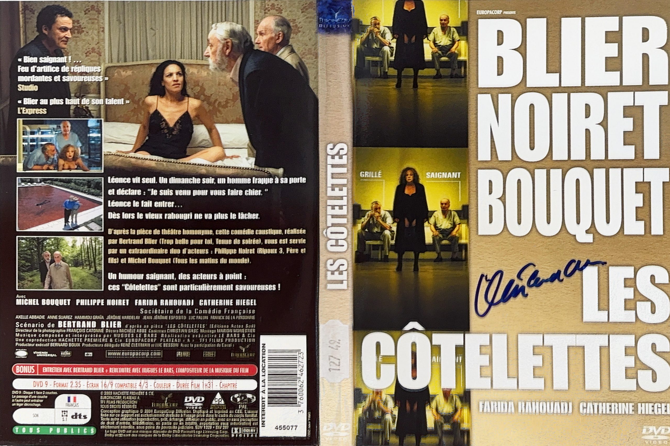 Les Côtelettes – Jaquette signée par Bertrand Blier