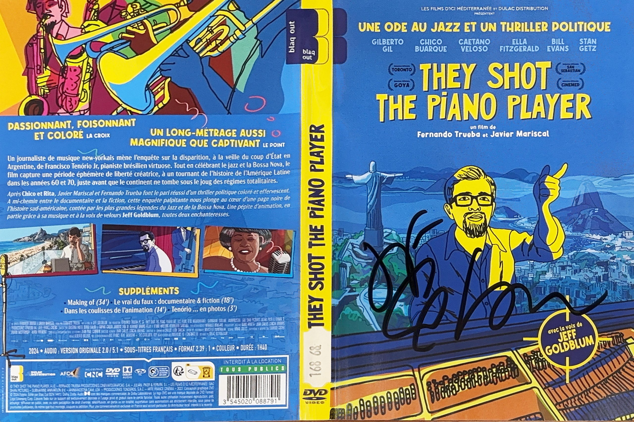 They Shot the Piano Player – Jaquette signée par Jeff Goldblum