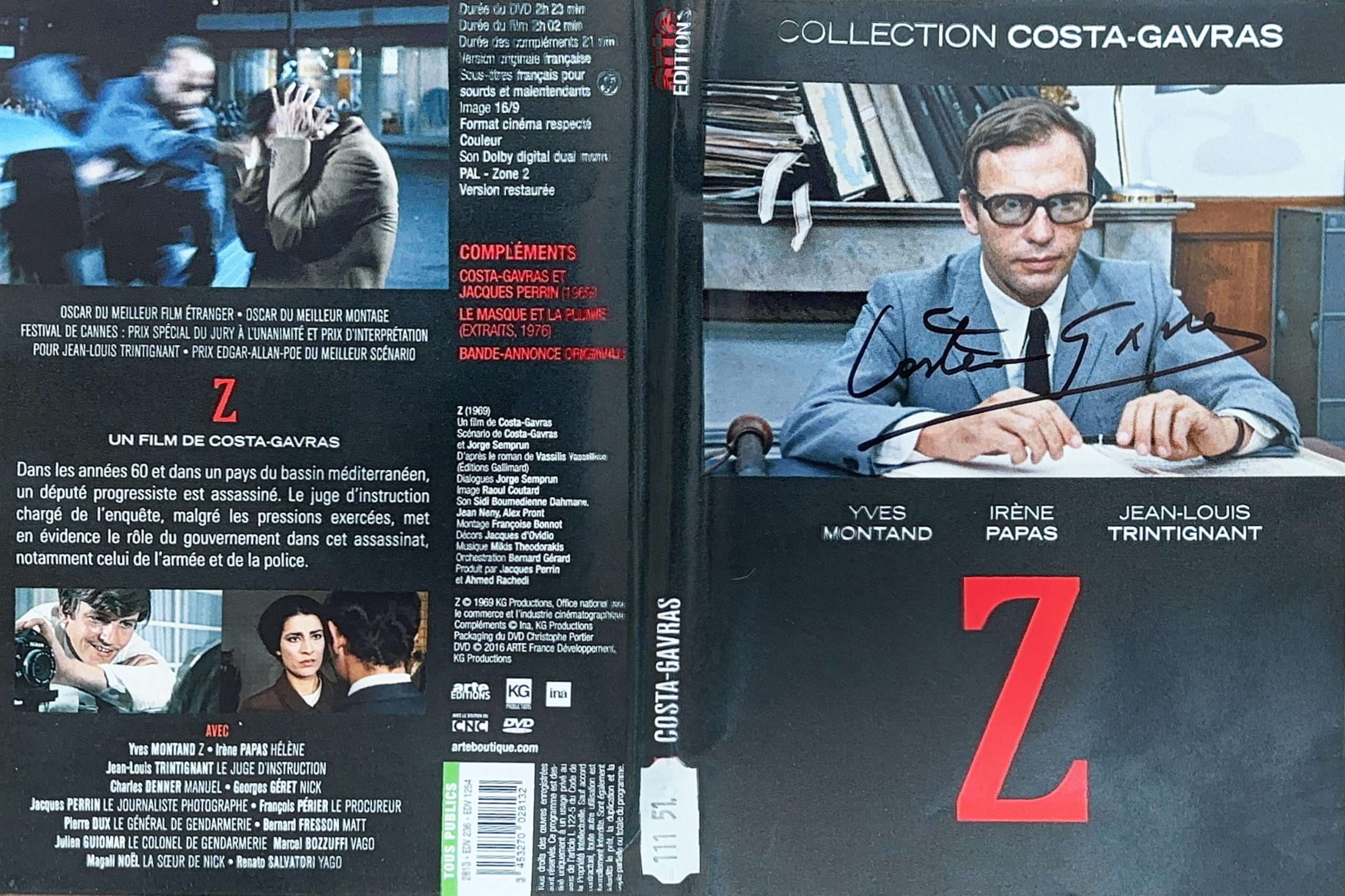 Z – Jaquette signée par Costa-Gavras