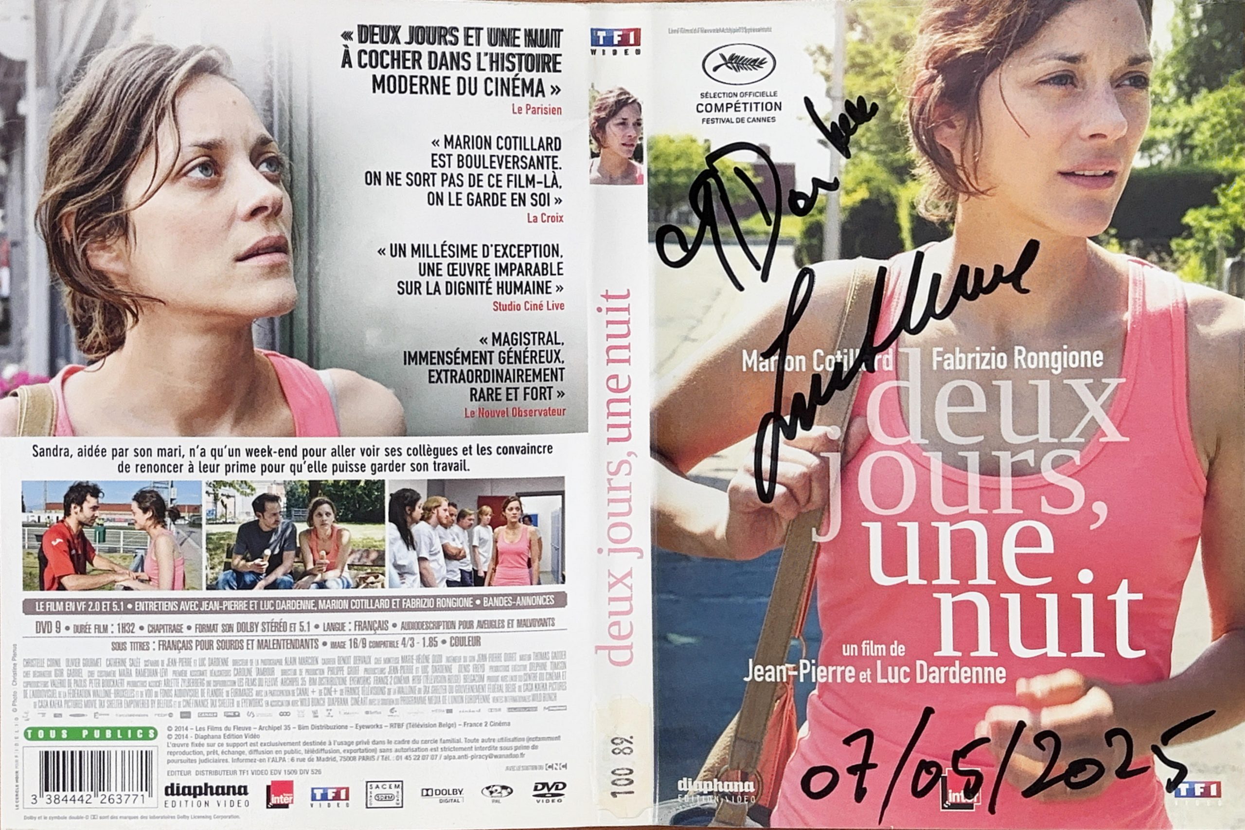 Deux jours, une nuit – Jaquette signée par Jean-Pierre et Luc Dardenne